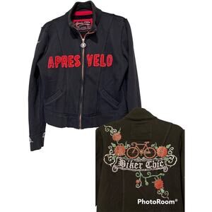 Apres Velo Women's after cycling Jacket Australia biker chic embroidered Sz M
